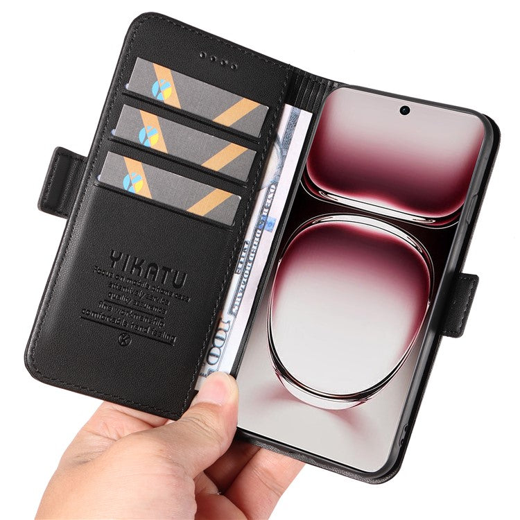 YIKATU YK-003 For Oppo Reno12 Pro 5G (Global) / (China) Case Side Clasps Anti-drop Leather Phone Cover - Black