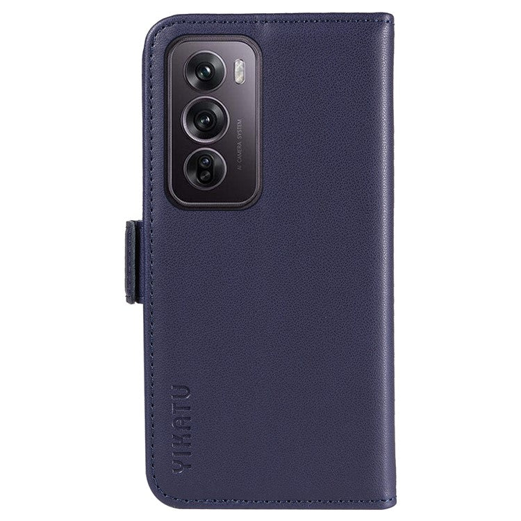 YIKATU YK-003 For Oppo Reno12 Pro 5G (Global) / (China) Case Side Clasps Anti-drop Leather Phone Cover - Navy Blue