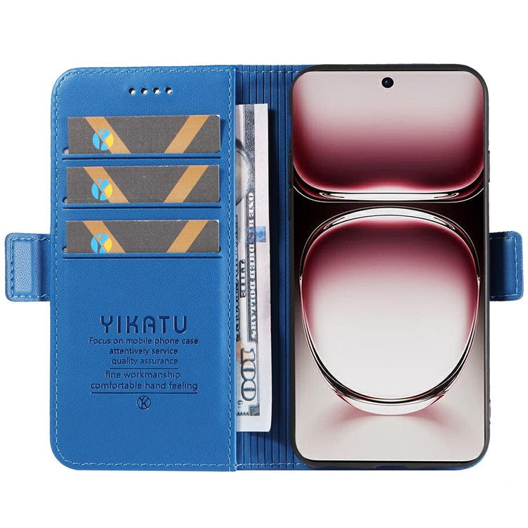 YIKATU YK-003 For Oppo Reno12 Pro 5G (Global) / (China) Case Side Clasps Anti-drop Leather Phone Cover - Sky Blue