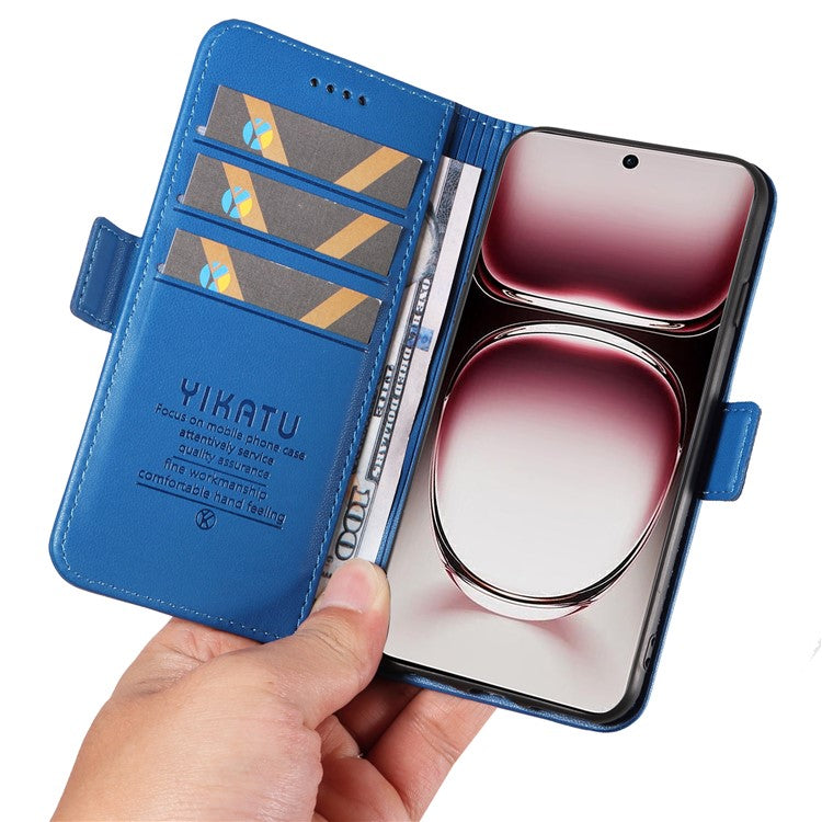 YIKATU YK-003 For Oppo Reno12 Pro 5G (Global) / (China) Case Side Clasps Anti-drop Leather Phone Cover - Sky Blue