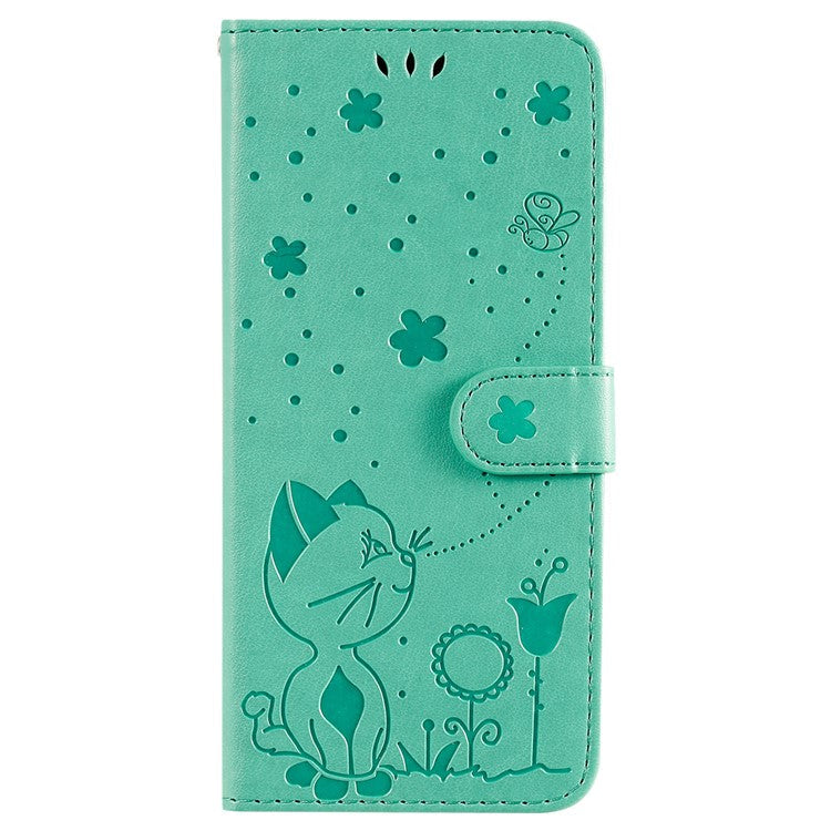 KT Imprinting Flower Series-4 For Oppo Reno12 5G (Global) Phone Case Imprinted Anti-drop Leather Stand Cover - Green