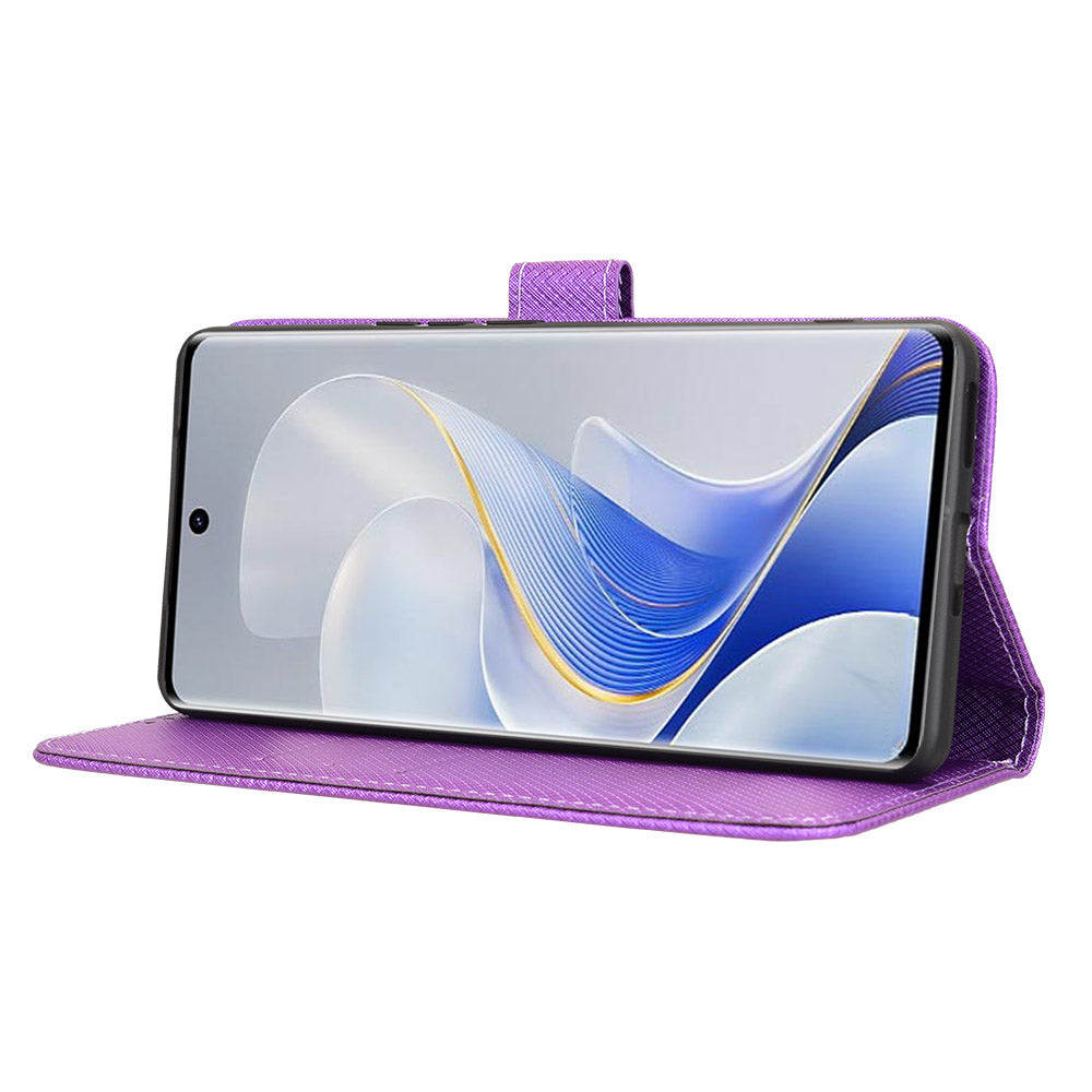 For vivo S19 Pro 5G  /  V40 5G Case PU Leather Diamond Texture Protective Phone Cover - Purple