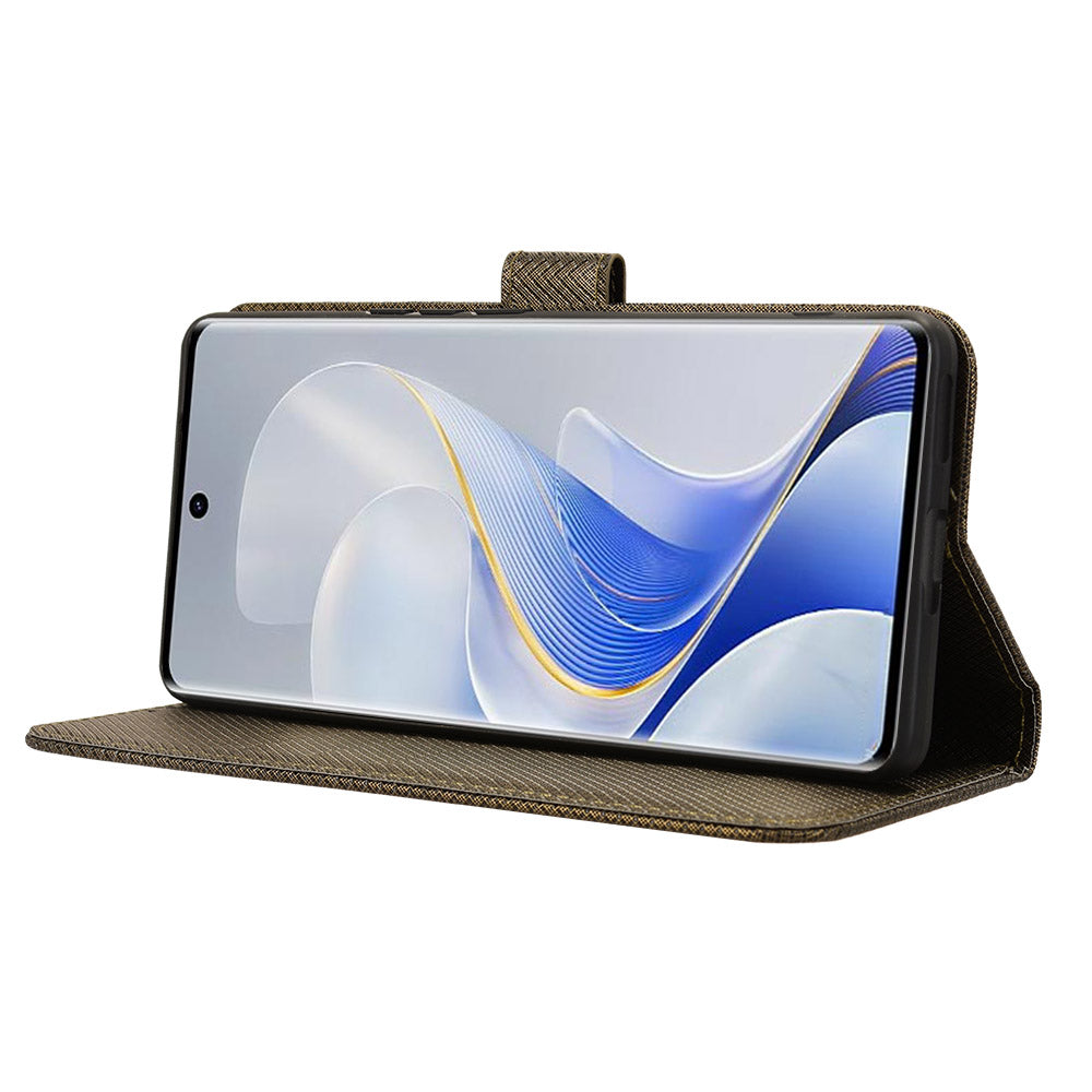 For vivo S19 Pro 5G  /  V40 5G Case PU Leather Diamond Texture Protective Phone Cover - Brown
