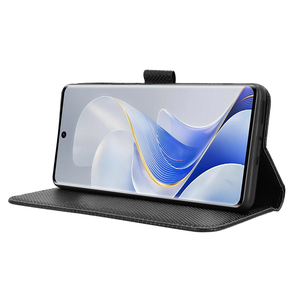 For vivo S19 Pro 5G  /  V40 5G Case PU Leather Diamond Texture Protective Phone Cover - Black