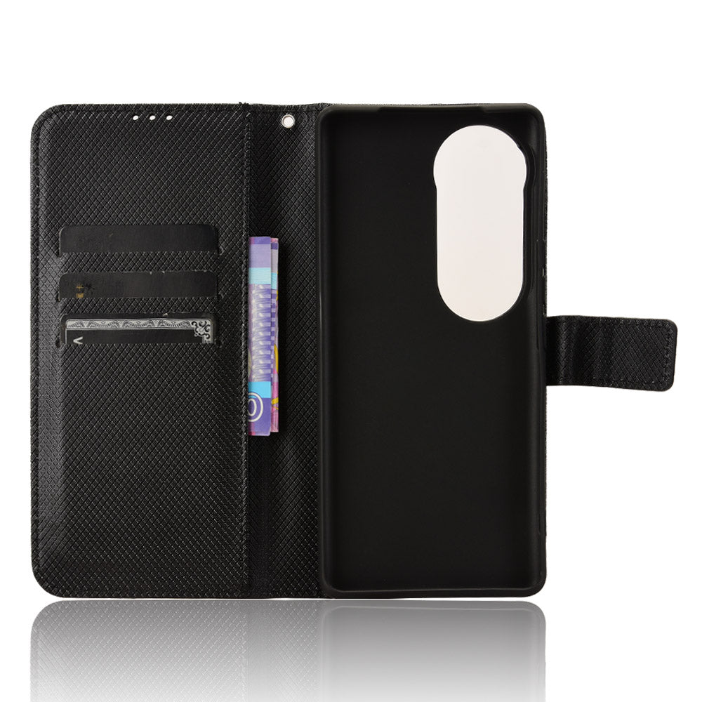 For vivo S19 Pro 5G  /  V40 5G Case PU Leather Diamond Texture Protective Phone Cover - Black