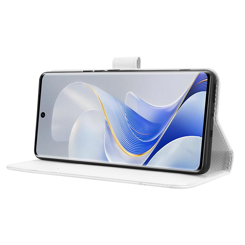 For vivo S19 Pro 5G  /  V40 5G Case PU Leather Diamond Texture Protective Phone Cover - White