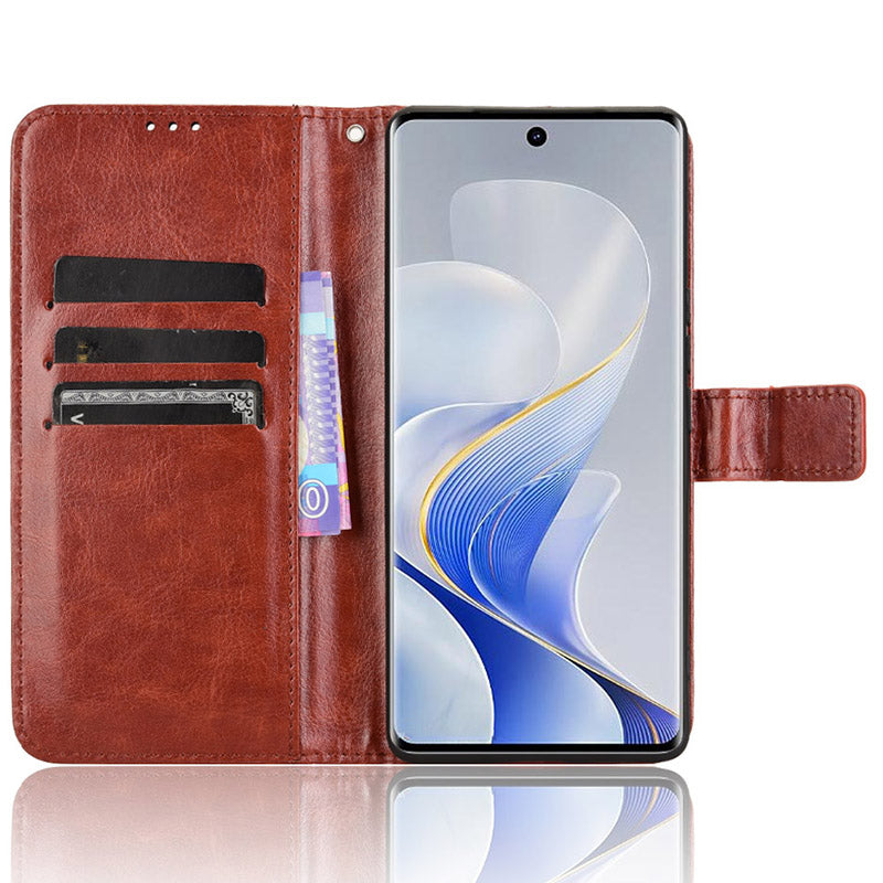 For vivo S19 Pro 5G  /  V40 5G Leather Phone Case Wallet Crazy Horse Texture - Brown
