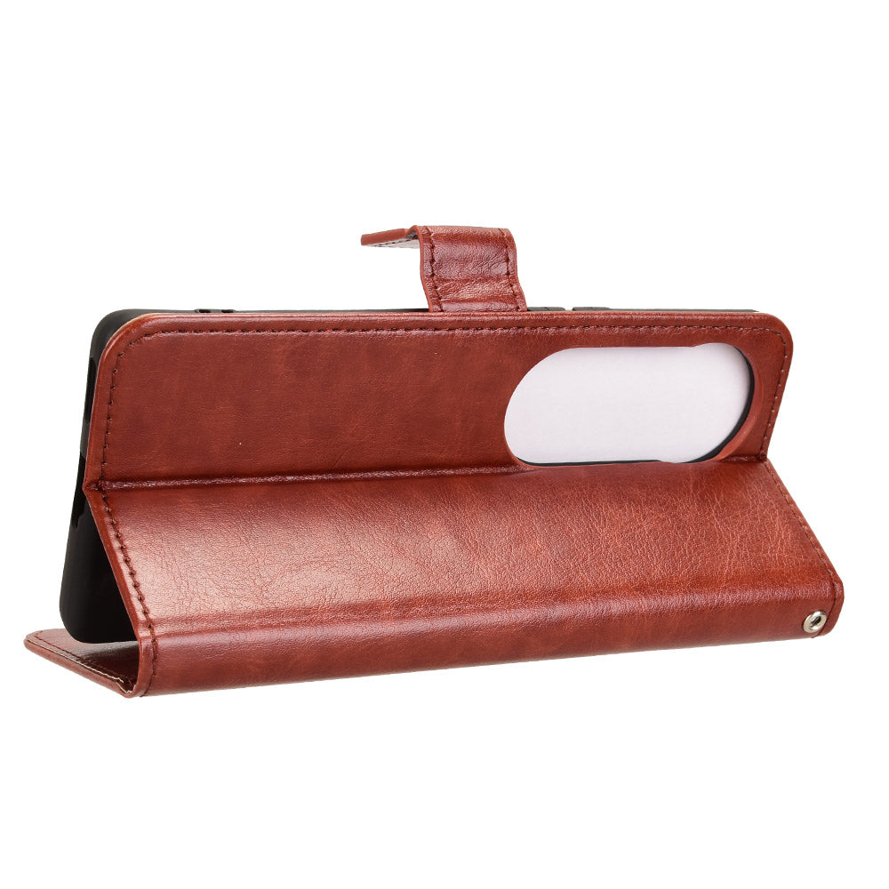 For vivo S19 Pro 5G  /  V40 5G Leather Phone Case Wallet Crazy Horse Texture - Brown