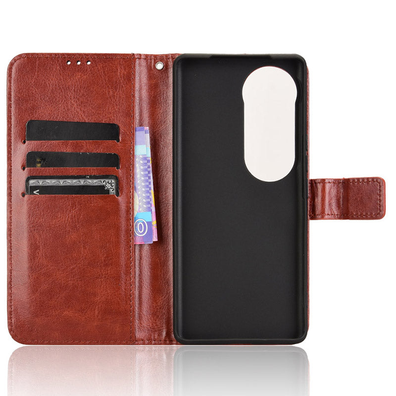 For vivo S19 Pro 5G  /  V40 5G Leather Phone Case Wallet Crazy Horse Texture - Brown