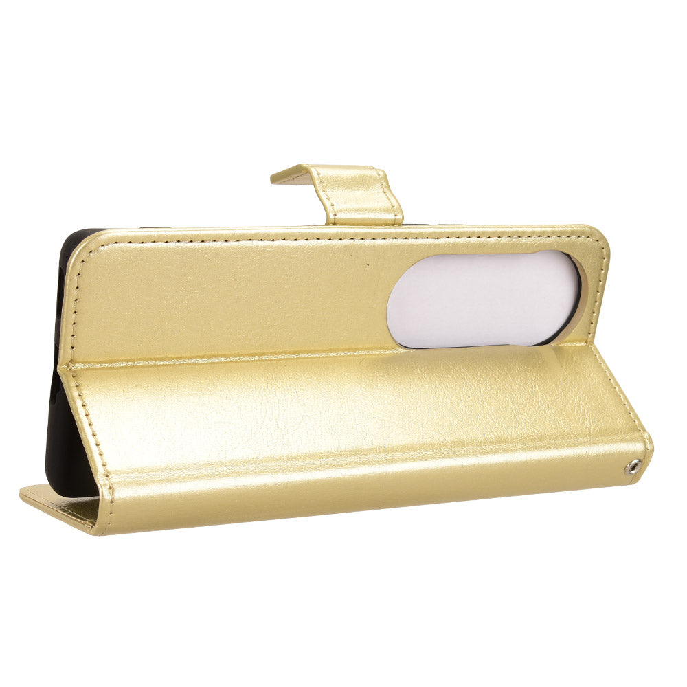For vivo S19 Pro 5G  /  V40 5G Leather Phone Case Wallet Crazy Horse Texture - Gold