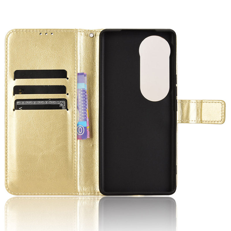For vivo S19 Pro 5G  /  V40 5G Leather Phone Case Wallet Crazy Horse Texture - Gold