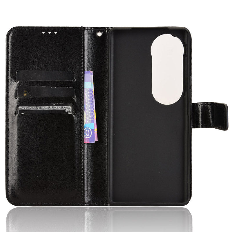 For vivo S19 Pro 5G  /  V40 5G Leather Phone Case Wallet Crazy Horse Texture - Black