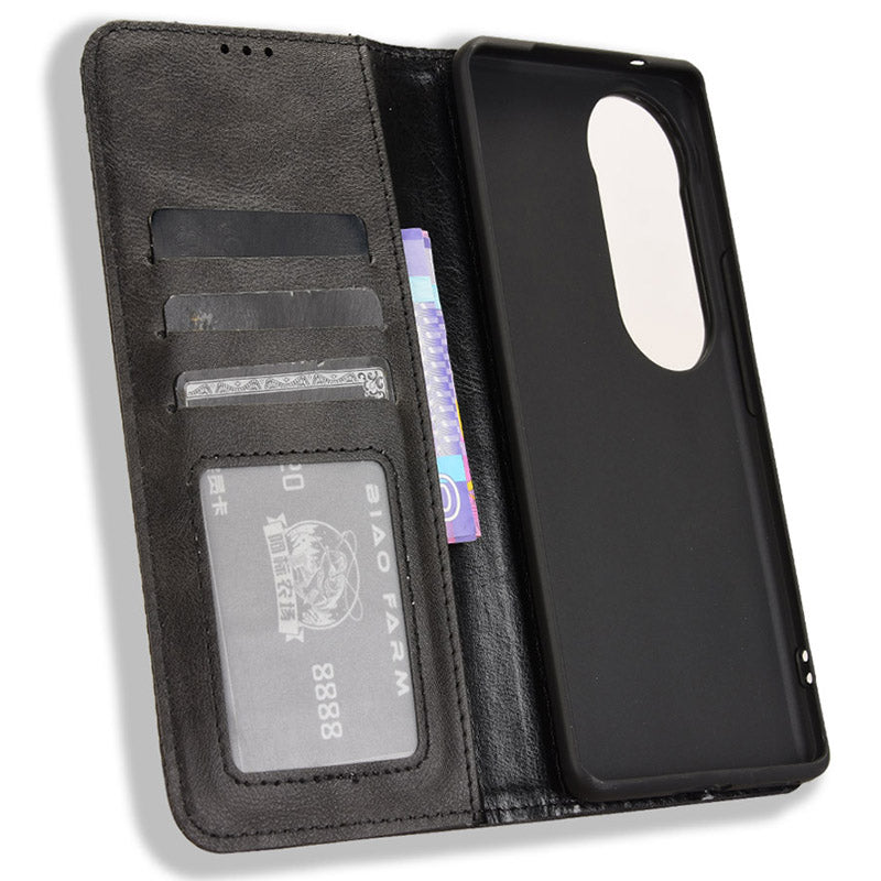 For vivo S19 Pro 5G  /  V40 5G Case Retro PU Leather Wallet Phone Cover Stand - Black
