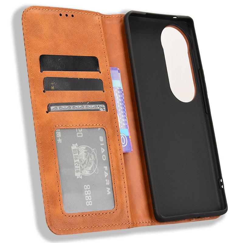 For vivo S19 Pro 5G  /  V40 5G Case Retro PU Leather Wallet Phone Cover Stand - Brown