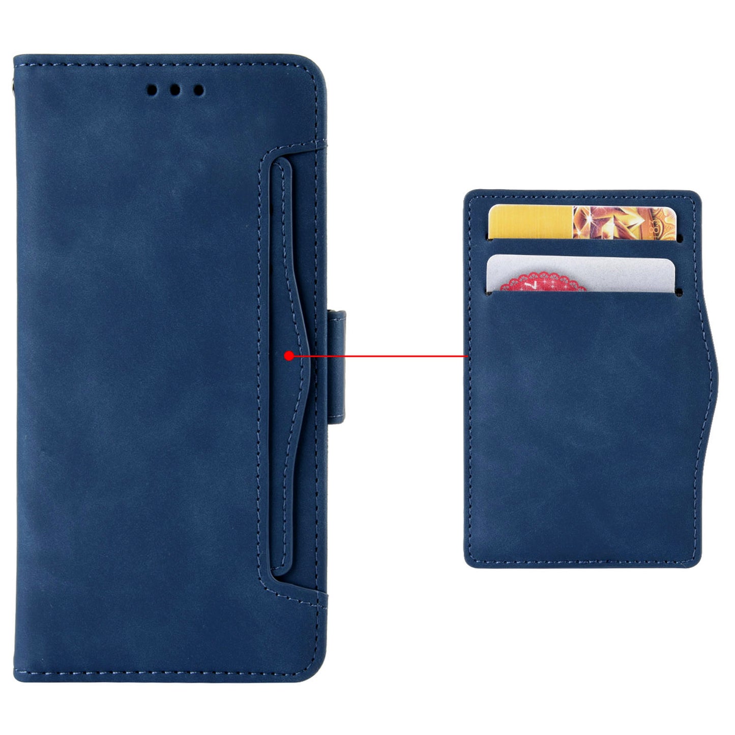 For vivo S19 Pro 5G  /  V40 5G Case Multiple Card Slots Leather Stand Phone Cover - Blue