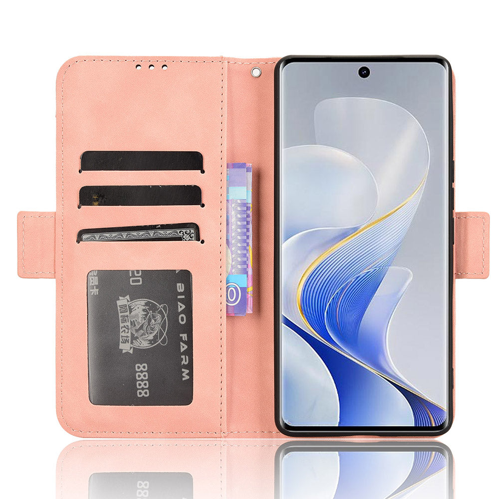 For vivo S19 Pro 5G  /  V40 5G Case Multiple Card Slots Leather Stand Phone Cover - Pink