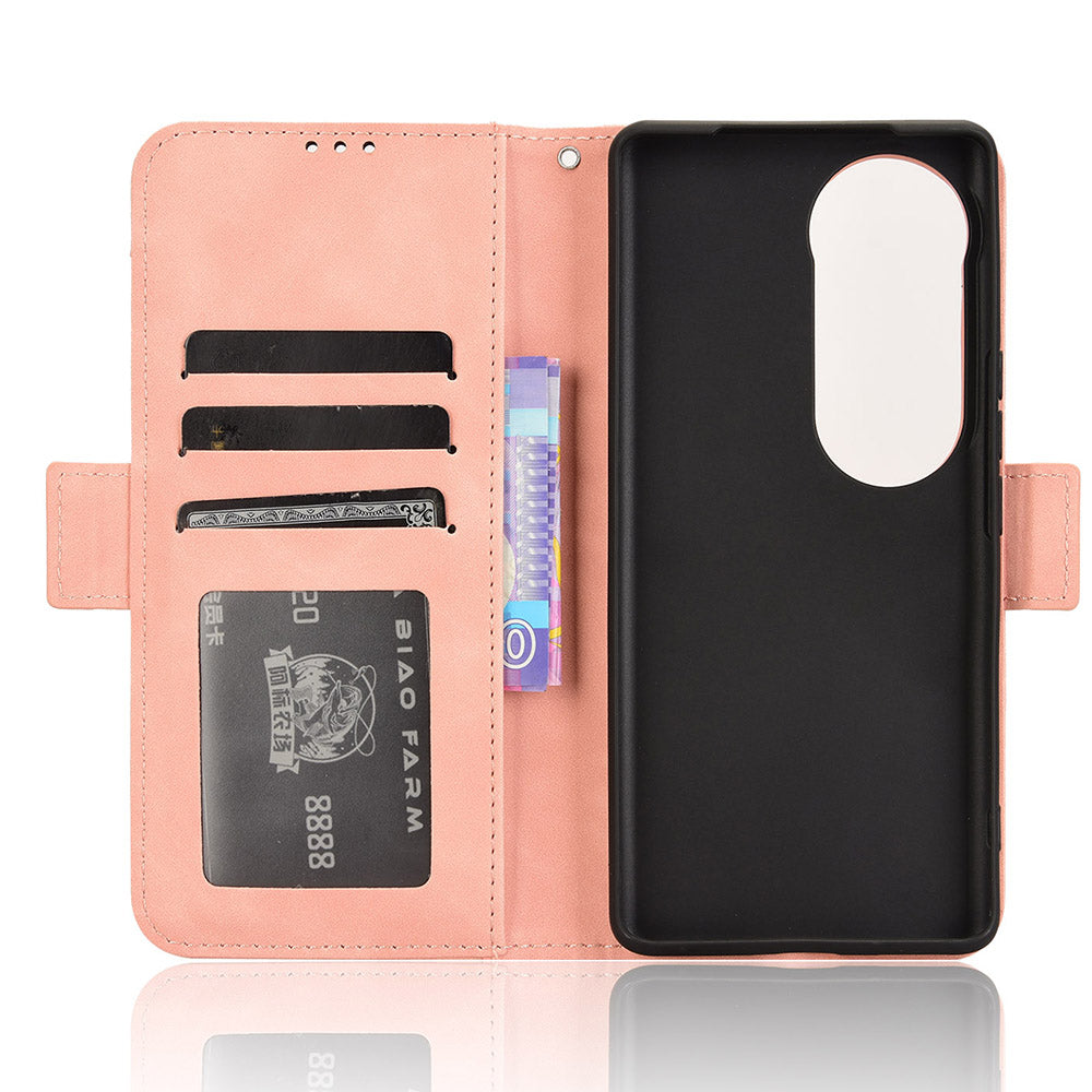 For vivo S19 Pro 5G  /  V40 5G Case Multiple Card Slots Leather Stand Phone Cover - Pink