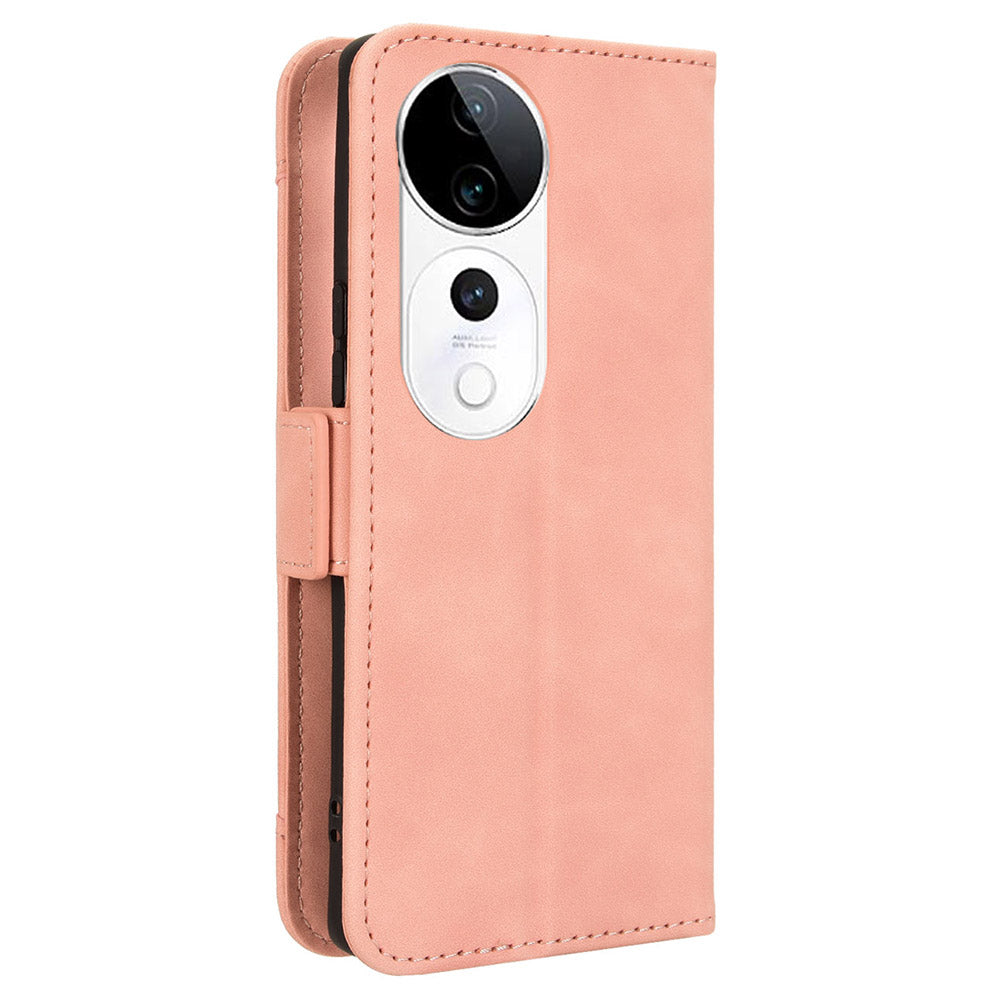 For vivo S19 Pro 5G  /  V40 5G Case Multiple Card Slots Leather Stand Phone Cover - Pink