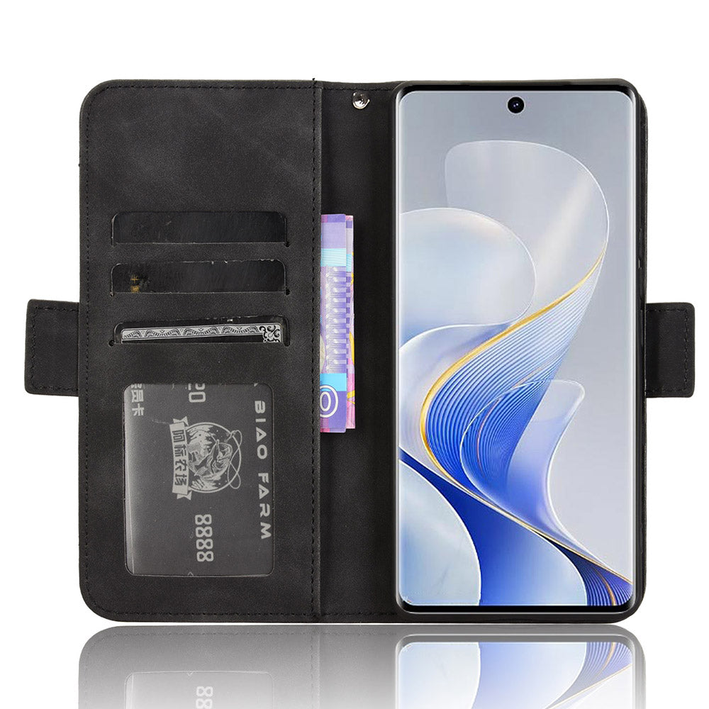 For vivo S19 Pro 5G  /  V40 5G Case Multiple Card Slots Leather Stand Phone Cover - Black