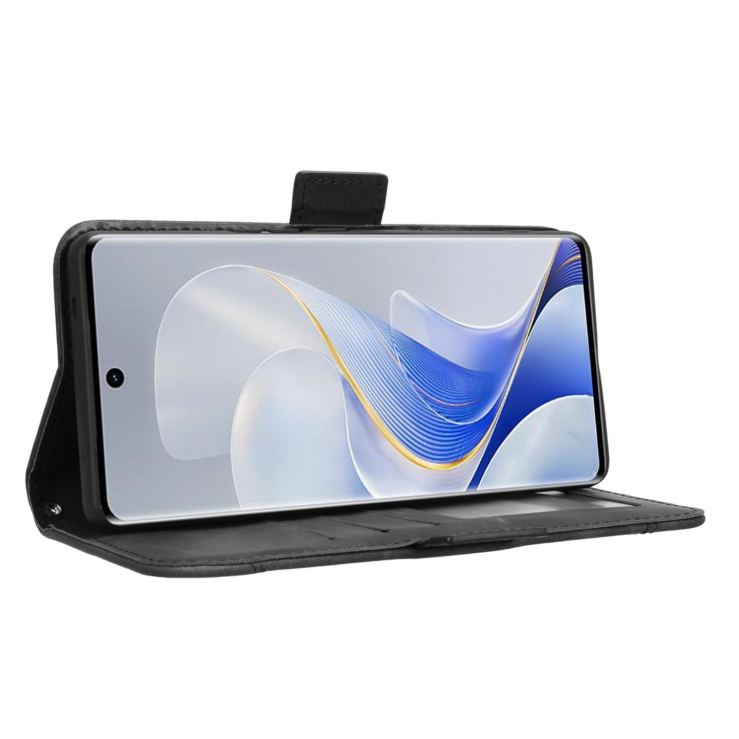 For vivo S19 Pro 5G  /  V40 5G Case Multiple Card Slots Leather Stand Phone Cover - Black