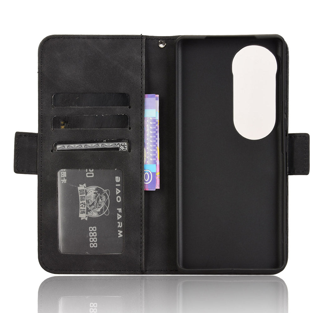 For vivo S19 Pro 5G  /  V40 5G Case Multiple Card Slots Leather Stand Phone Cover - Black