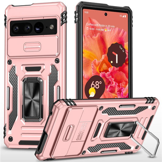 Armor Series For Google Pixel 9 Pro XL Case PC+TPU Kickstand Phone Cover with Camshield - Rose Gold