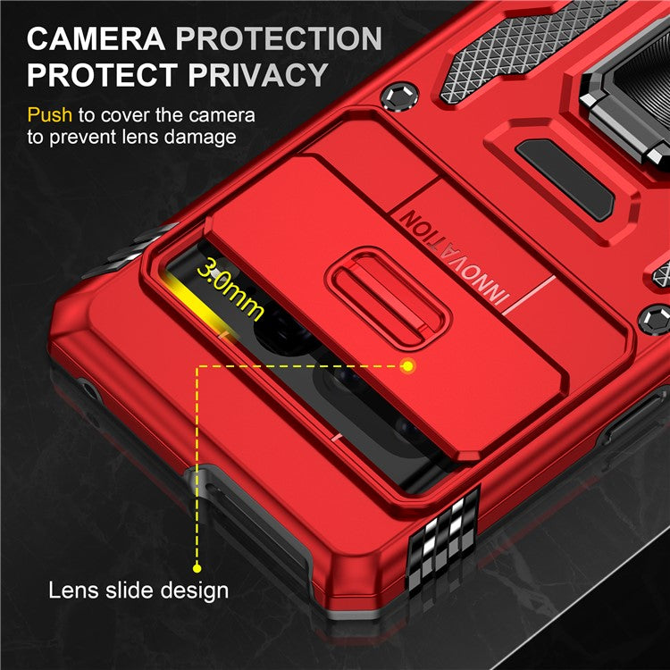 Armor Series For Google Pixel 9 Pro XL Case PC+TPU Kickstand Phone Cover with Camshield - Red