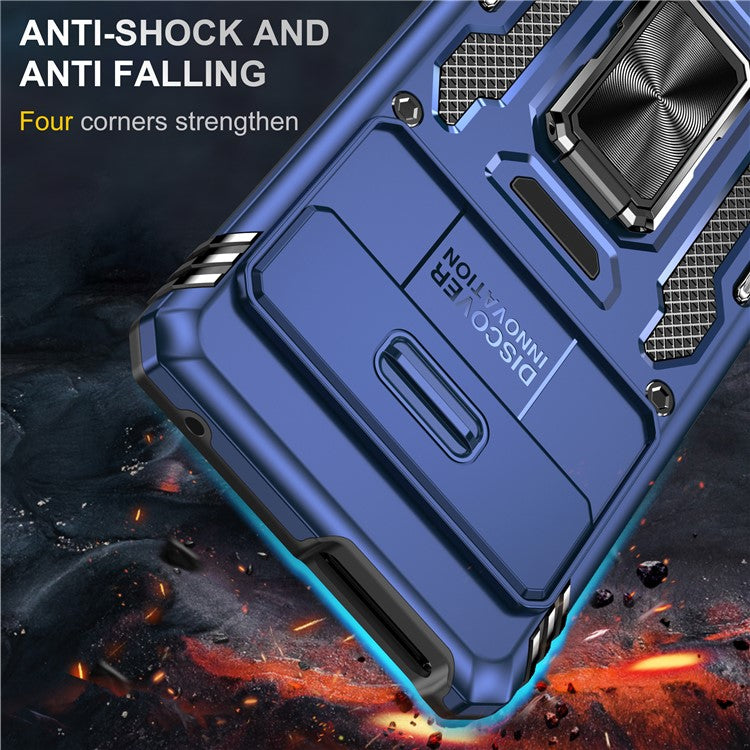 Armor Series For Google Pixel 9 Pro XL Case PC+TPU Kickstand Phone Cover with Camshield - Navy Blue