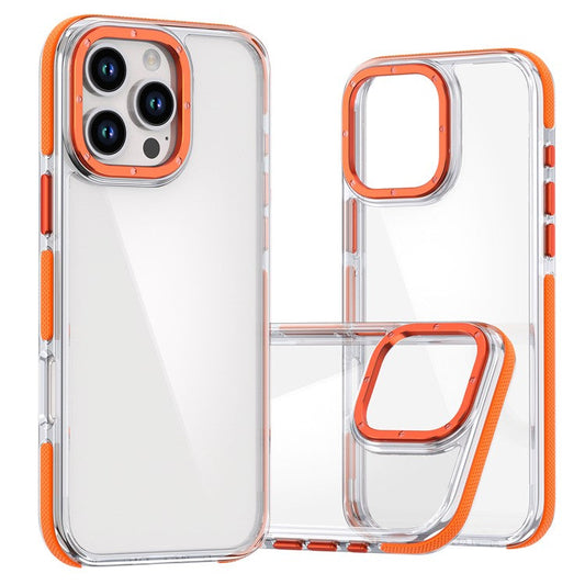 For iPhone 16 Pro Case Anti-Drop Dual Color PC+TPU Transparent Phone Cover - Orange