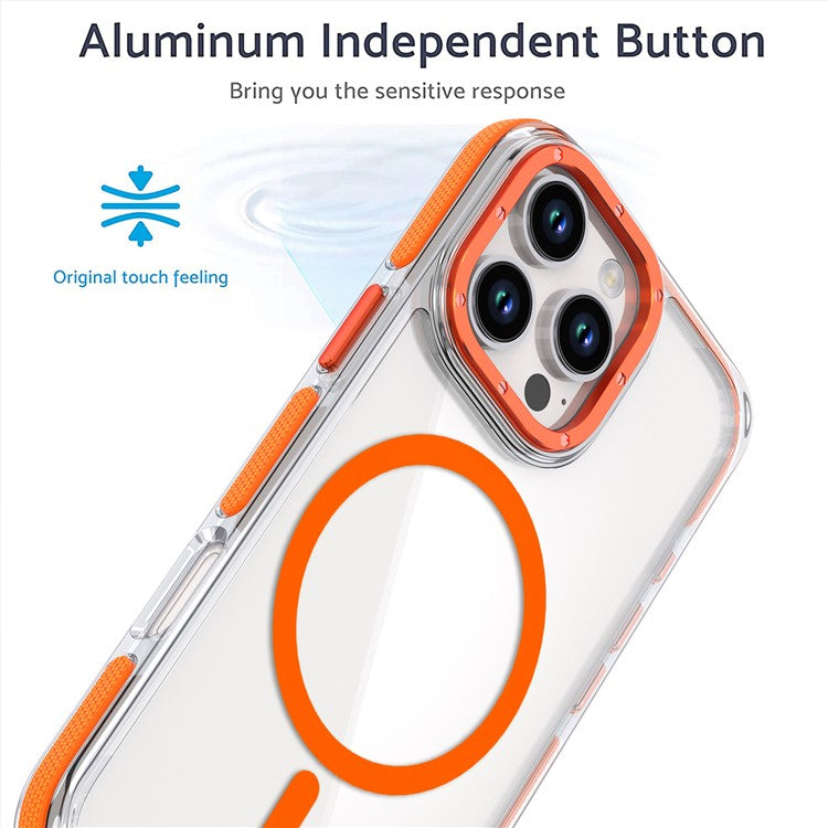 For iPhone 16 Pro Case Anti-Drop Dual Color PC+TPU Transparent Phone Cover Compatible with MagSafe - White