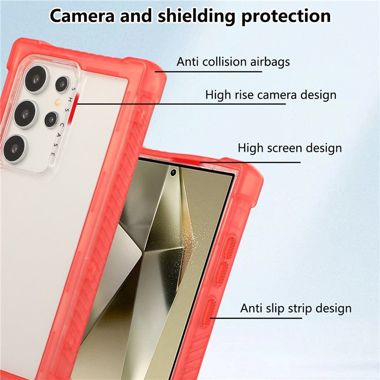 For Samsung Galaxy S24 Ultra Case TPU+PC 3-in-1 Protective Matte Phone Cover - Orange
