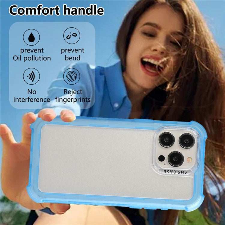 For iPhone 16 Pro Case TPU+PC 3-in-1 Matte Phone Cover Reinforced Corners - Blue