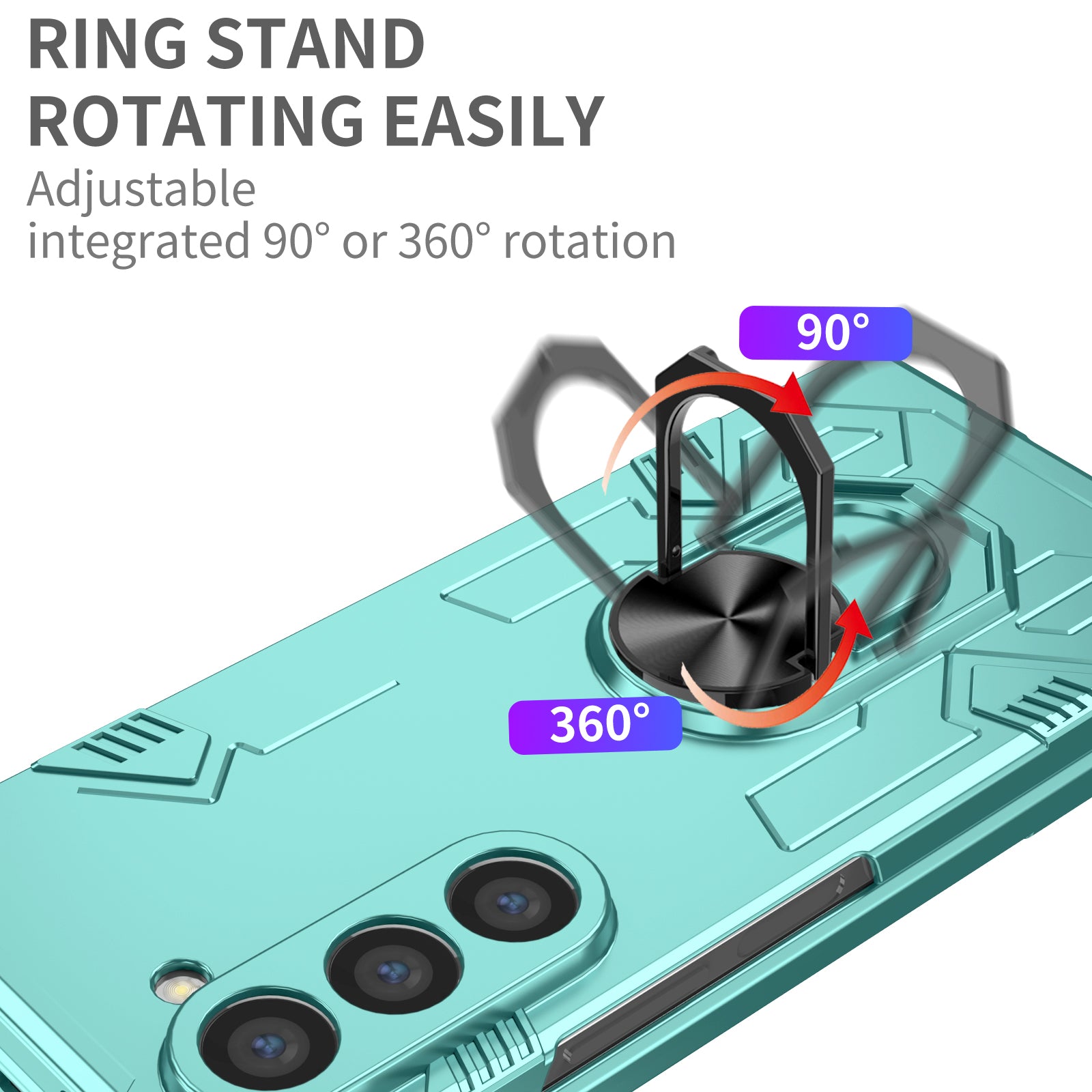 For Samsung Galaxy Z Fold6 5G Case PC Hard Phone Cover with Ring Holder Kickstand - Baby Blue