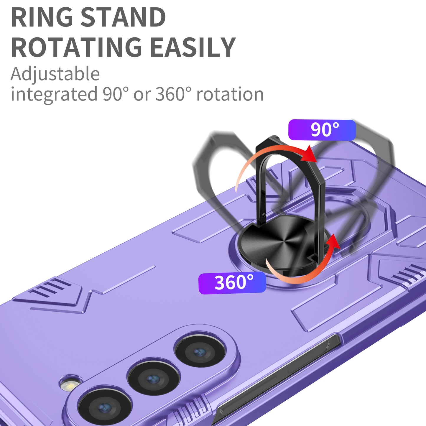 For Samsung Galaxy Z Fold6 5G Case PC Hard Phone Cover with Ring Holder Kickstand - Purple
