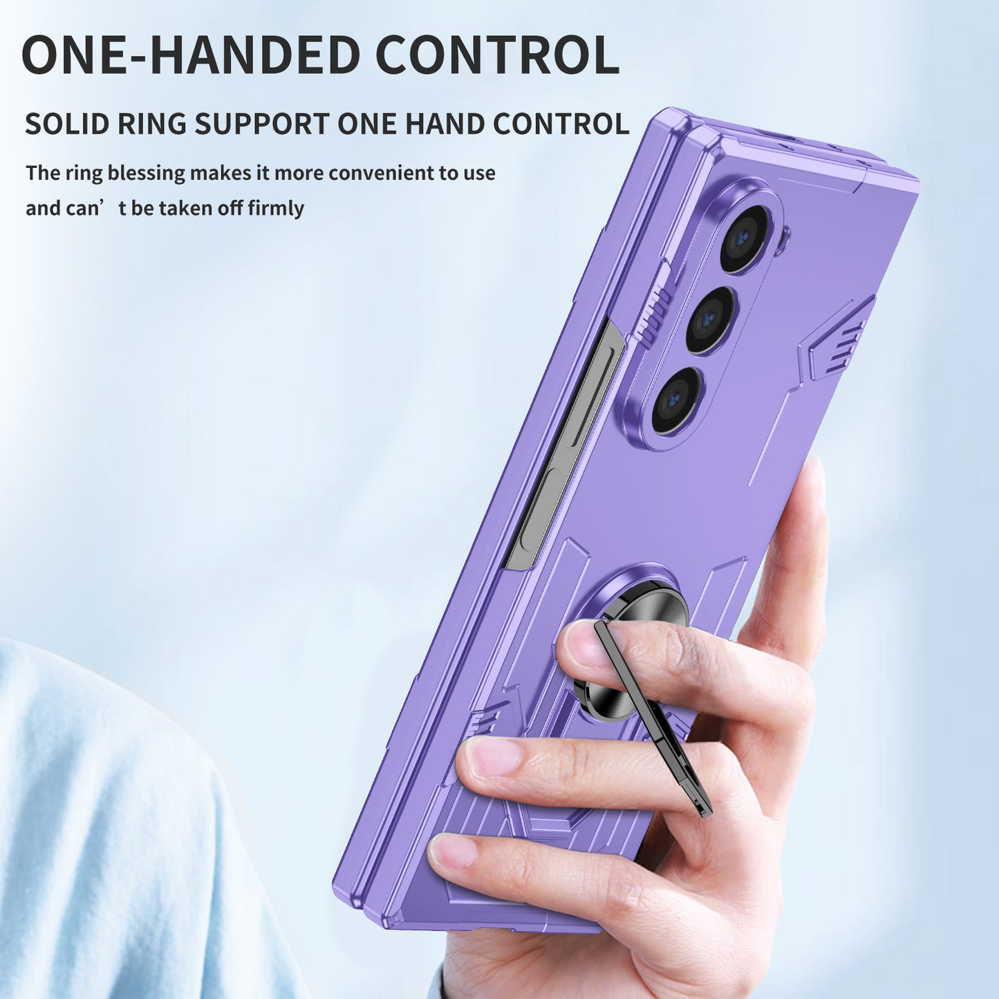 For Samsung Galaxy Z Fold6 5G Case PC Hard Phone Cover with Ring Holder Kickstand - Purple