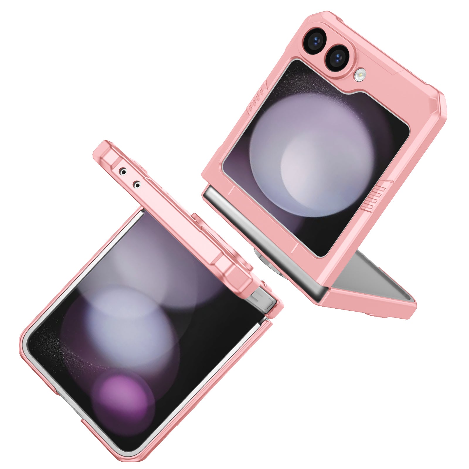 For Samsung Galaxy Z Flip6 5G Case Ring Kickstand Hard PC Shockproof Phone Cover - Pink