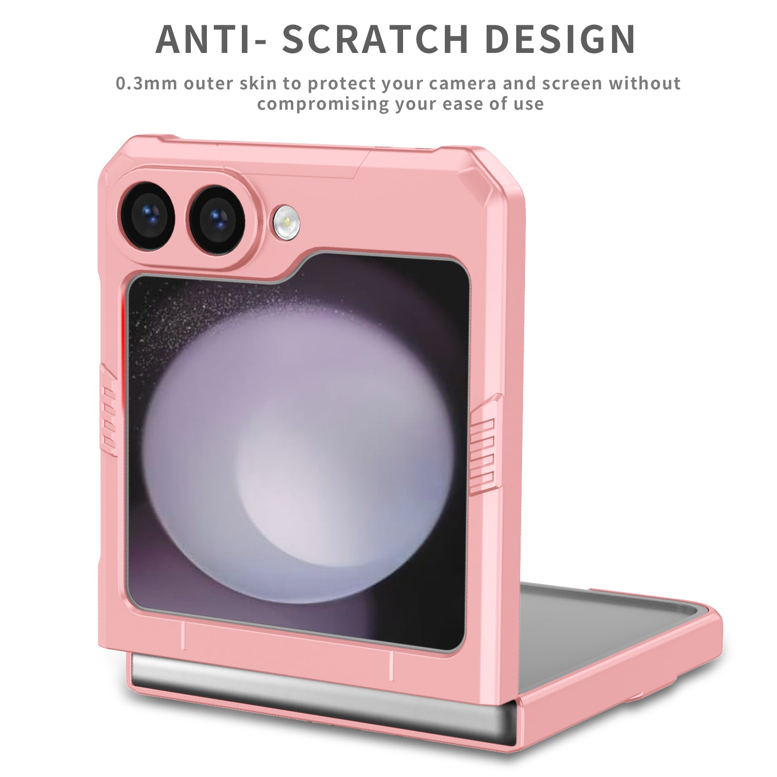 For Samsung Galaxy Z Flip6 5G Case Ring Kickstand Hard PC Shockproof Phone Cover - Pink