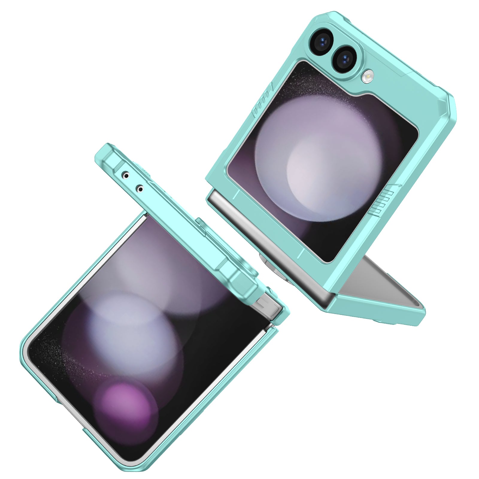 For Samsung Galaxy Z Flip6 5G Case Ring Kickstand Hard PC Shockproof Phone Cover - Baby Blue