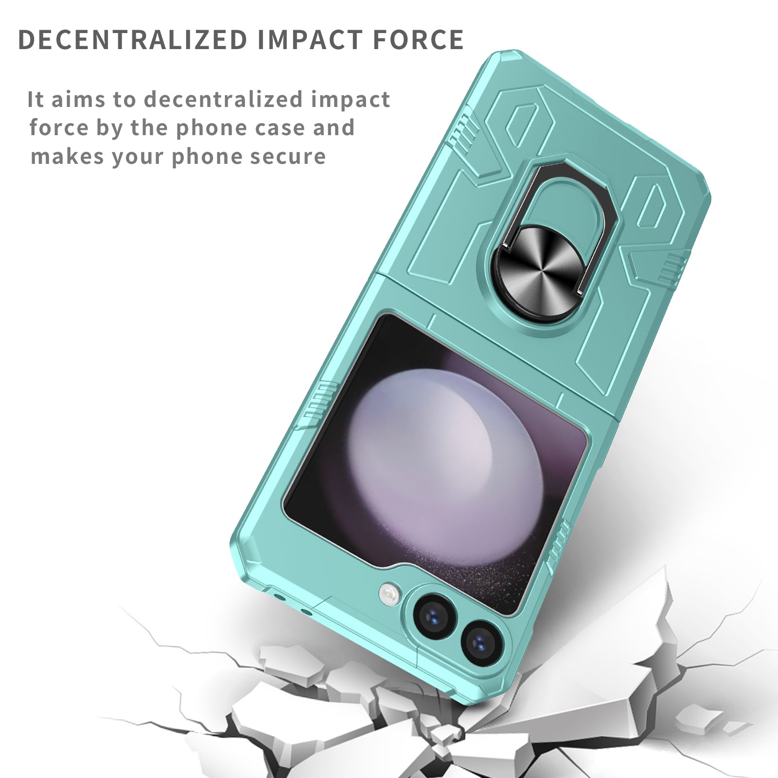For Samsung Galaxy Z Flip6 5G Case Ring Kickstand Hard PC Shockproof Phone Cover - Baby Blue