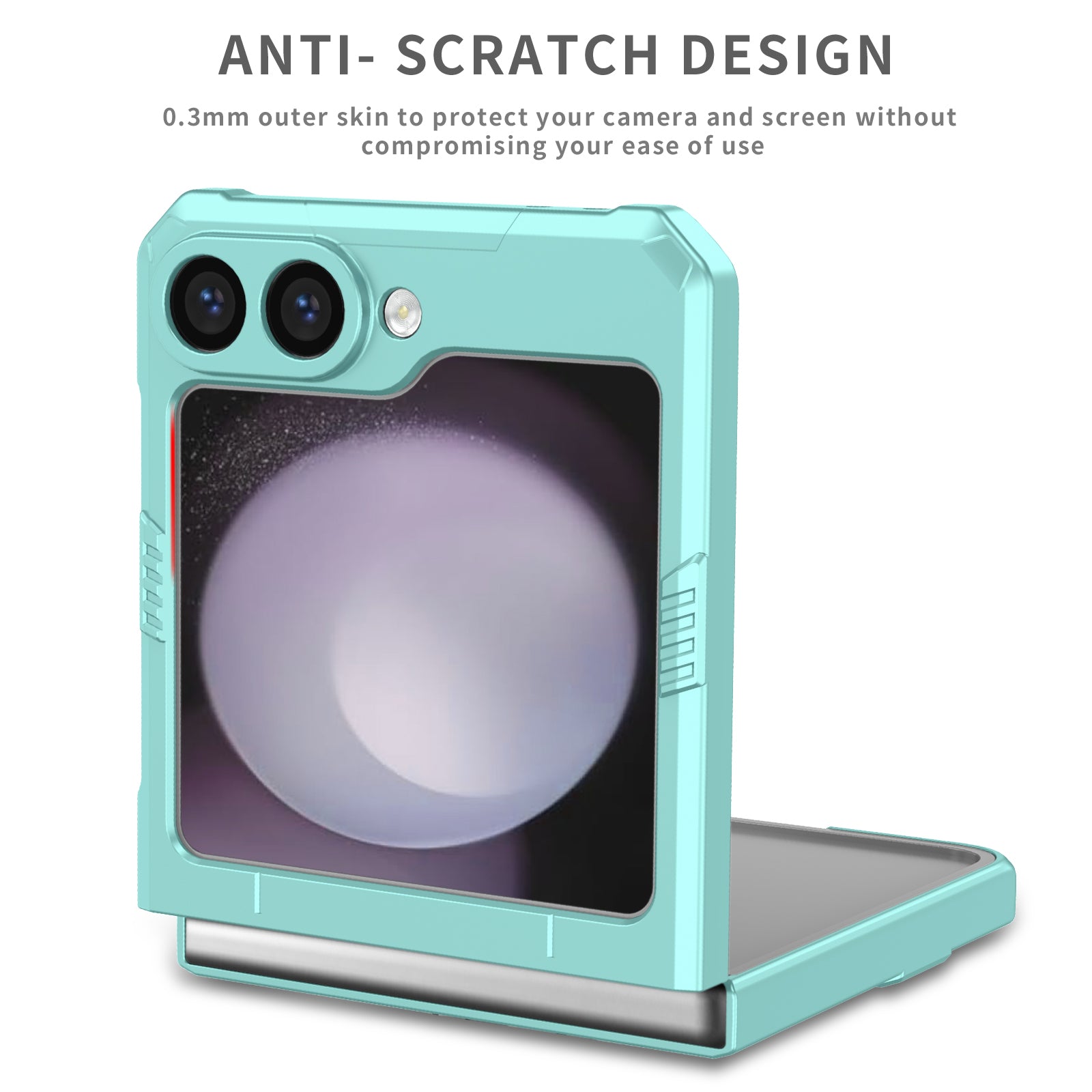 For Samsung Galaxy Z Flip6 5G Case Ring Kickstand Hard PC Shockproof Phone Cover - Baby Blue