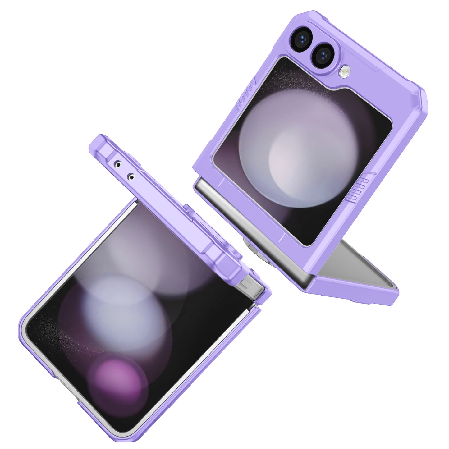 For Samsung Galaxy Z Flip6 5G Case Ring Kickstand Hard PC Shockproof Phone Cover - Purple