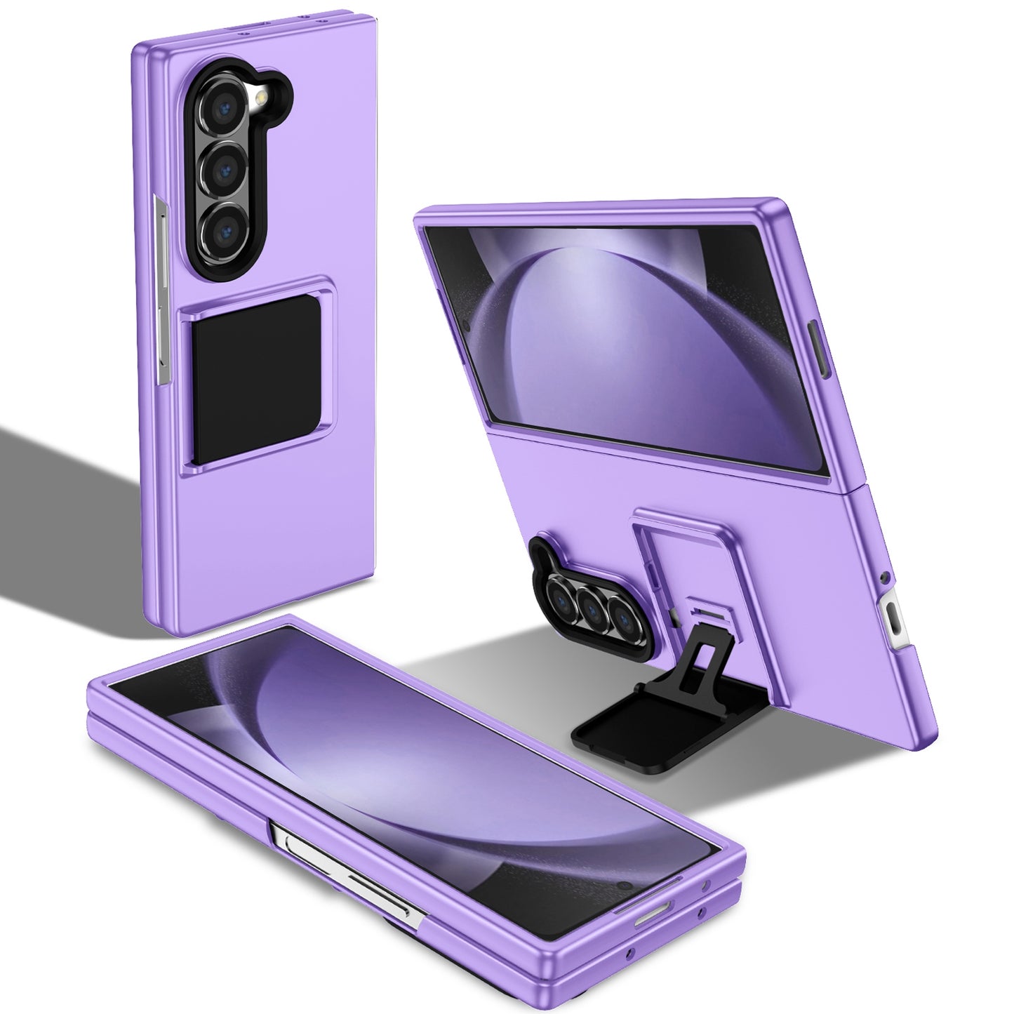 For Samsung Galaxy Z Fold6 5G Case Hidden Kickstand Hard PC Phone Cover - Purple