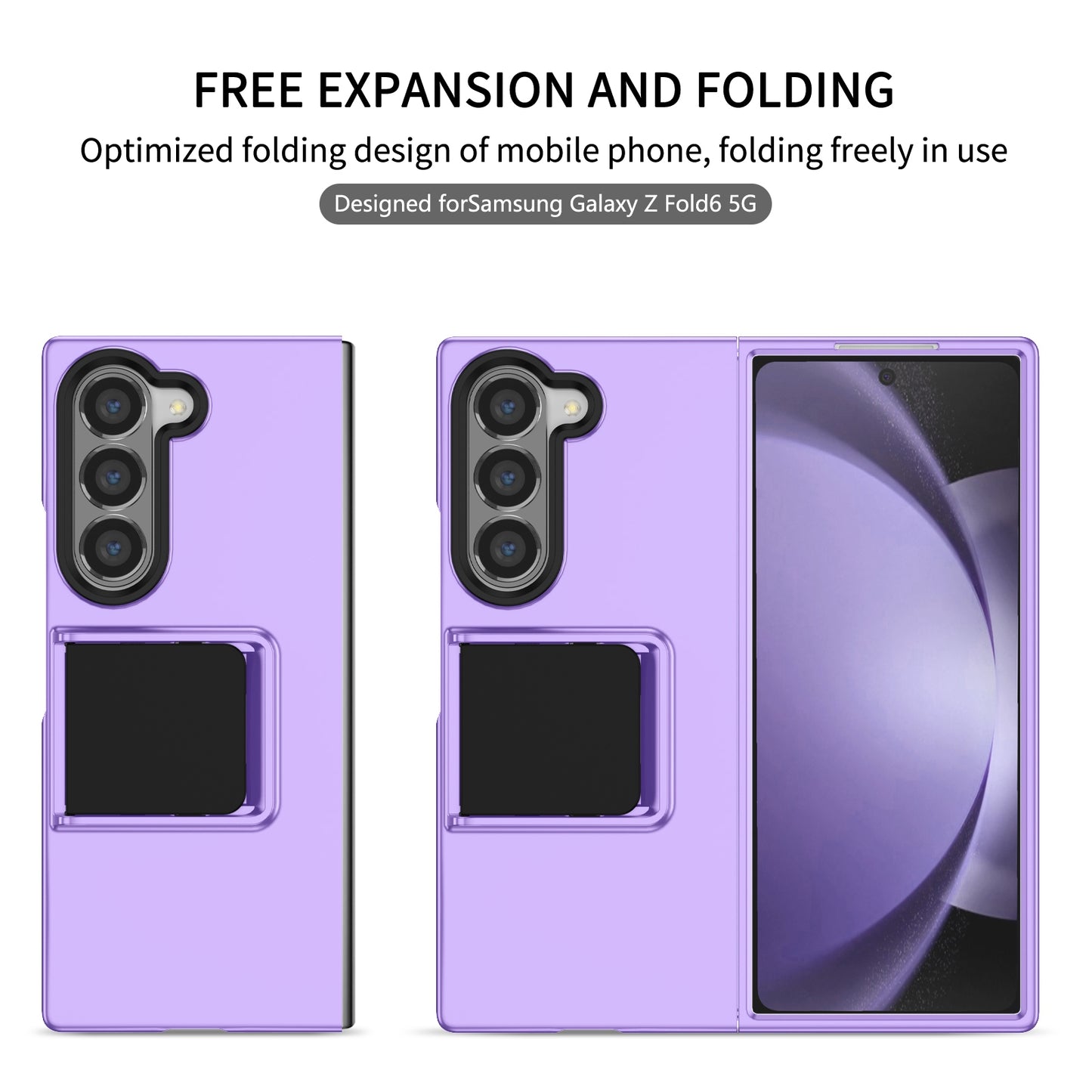 For Samsung Galaxy Z Fold6 5G Case Hidden Kickstand Hard PC Phone Cover - Purple