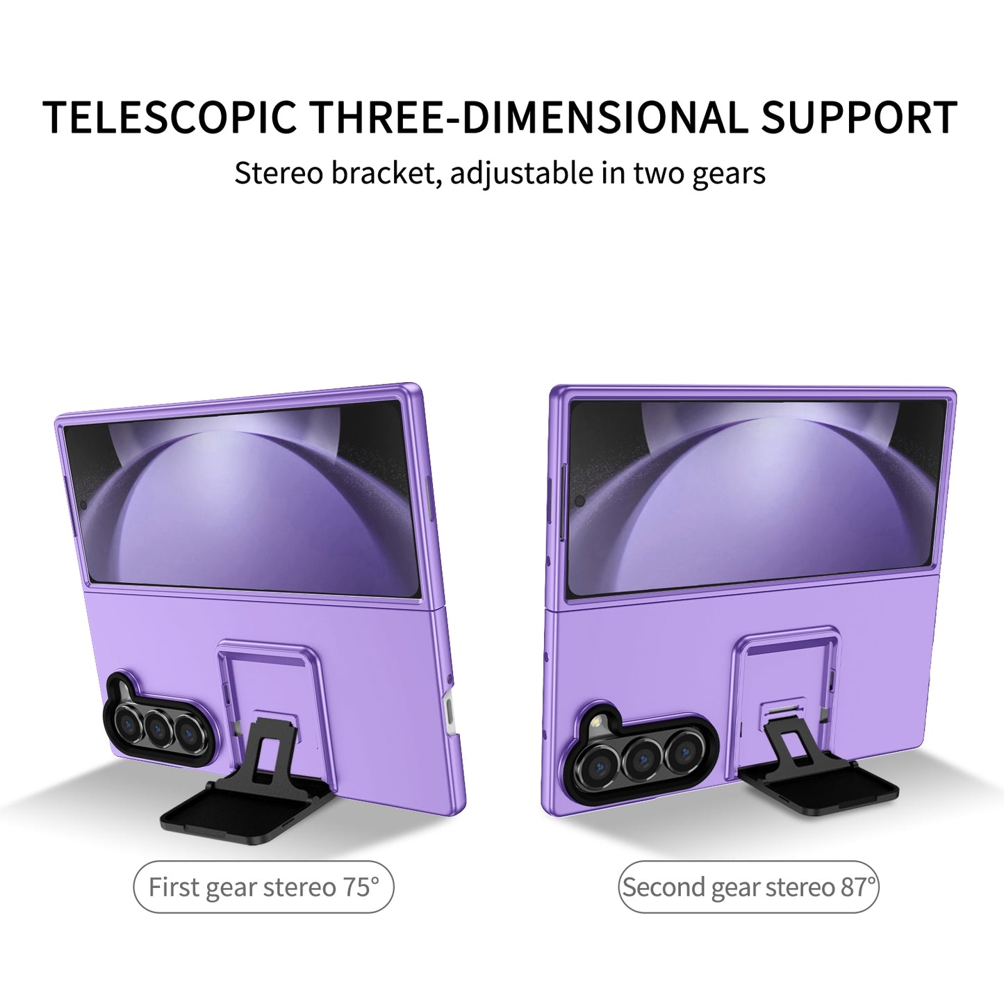 For Samsung Galaxy Z Fold6 5G Case Hidden Kickstand Hard PC Phone Cover - Purple