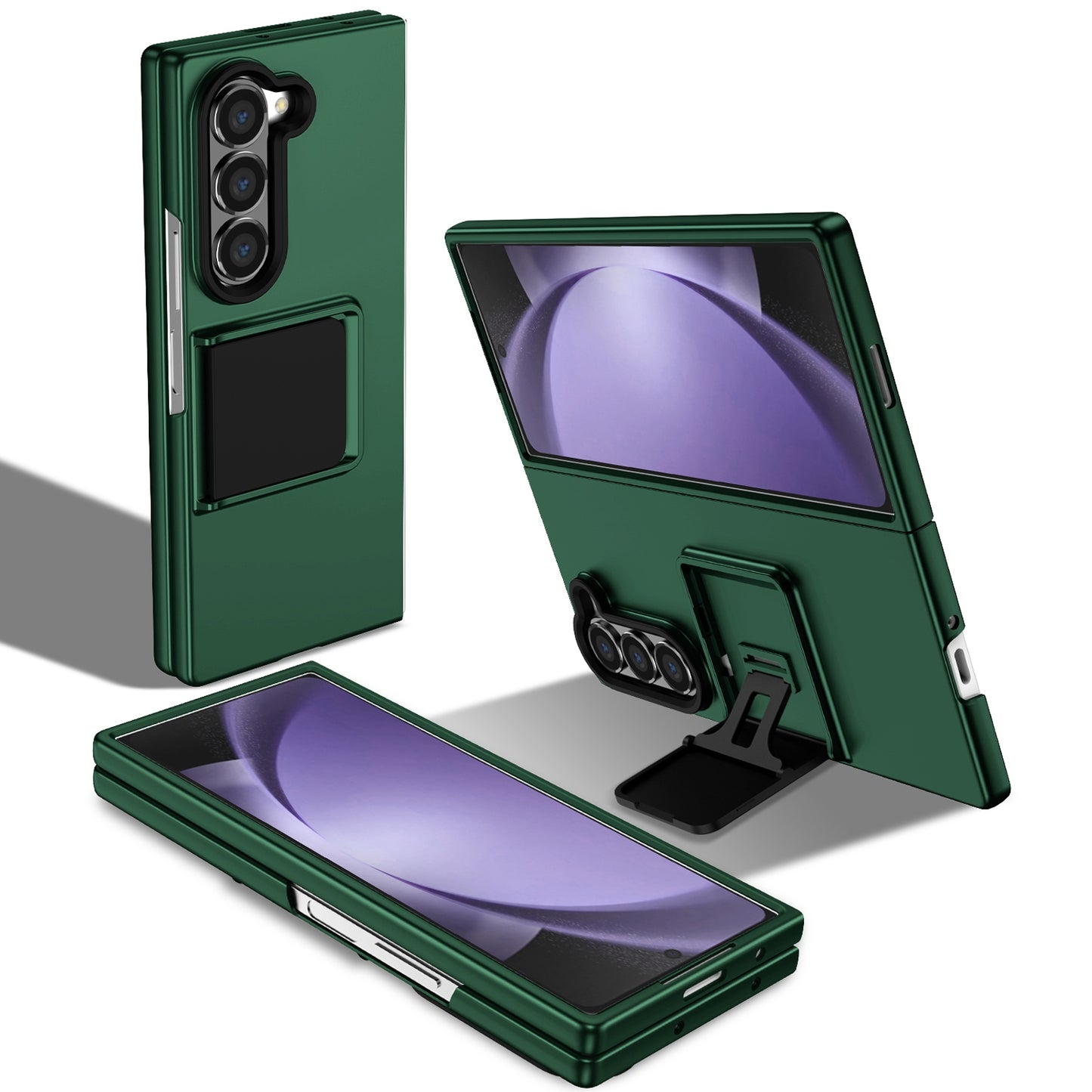 For Samsung Galaxy Z Fold6 5G Case Hidden Kickstand Hard PC Phone Cover - Green