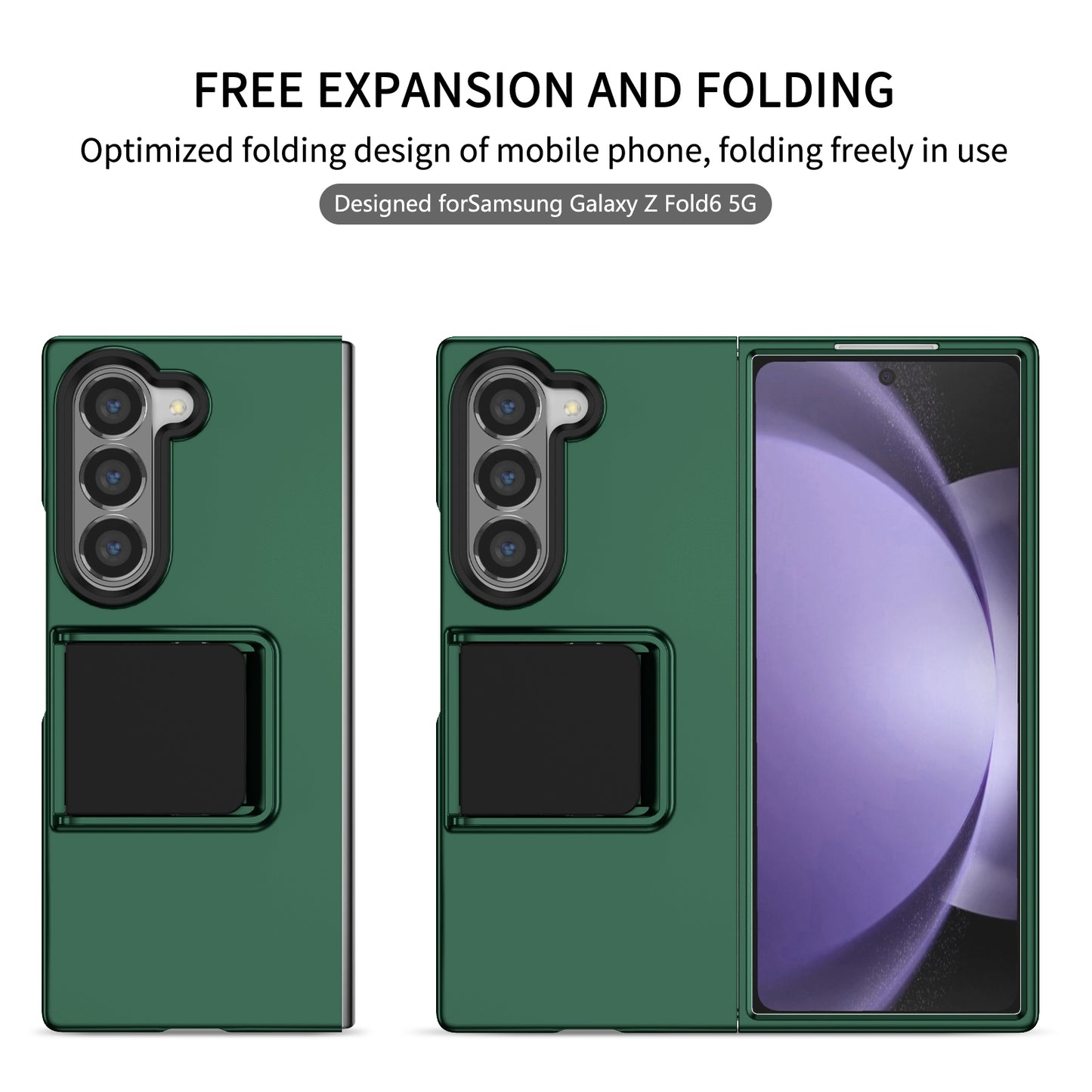 For Samsung Galaxy Z Fold6 5G Case Hidden Kickstand Hard PC Phone Cover - Green