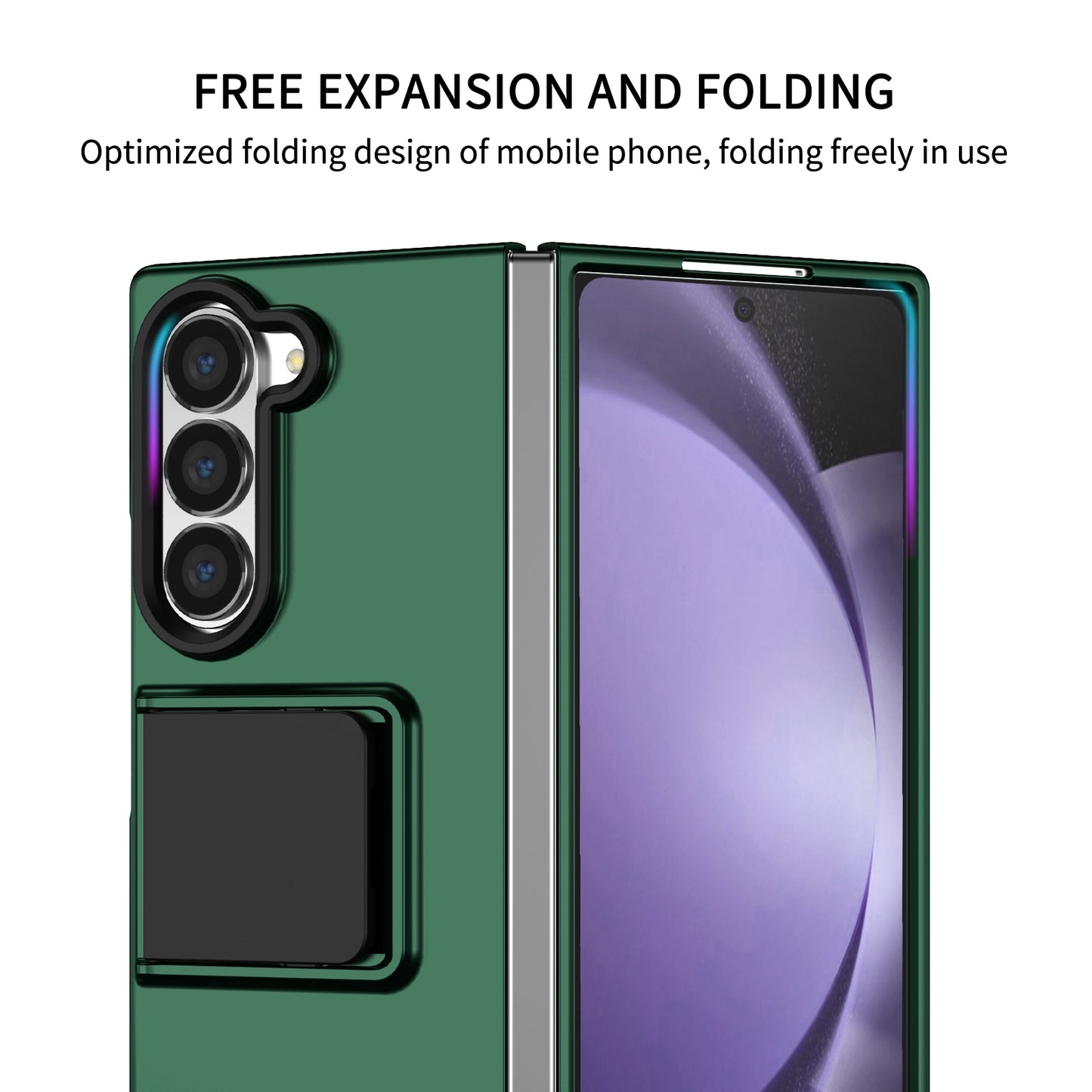 For Samsung Galaxy Z Fold6 5G Case Hidden Kickstand Hard PC Phone Cover - Green