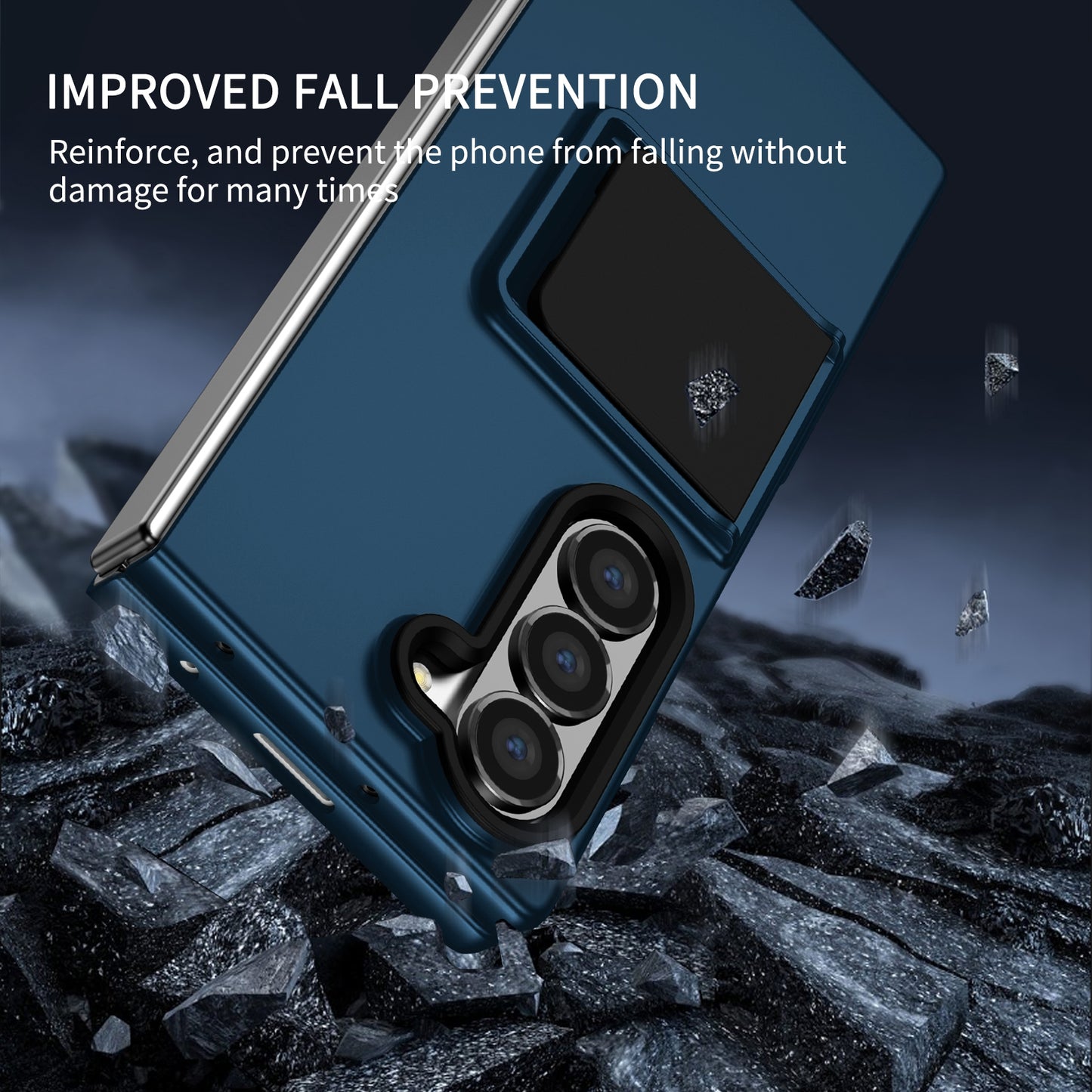 For Samsung Galaxy Z Fold6 5G Case Hidden Kickstand Hard PC Phone Cover - Blue