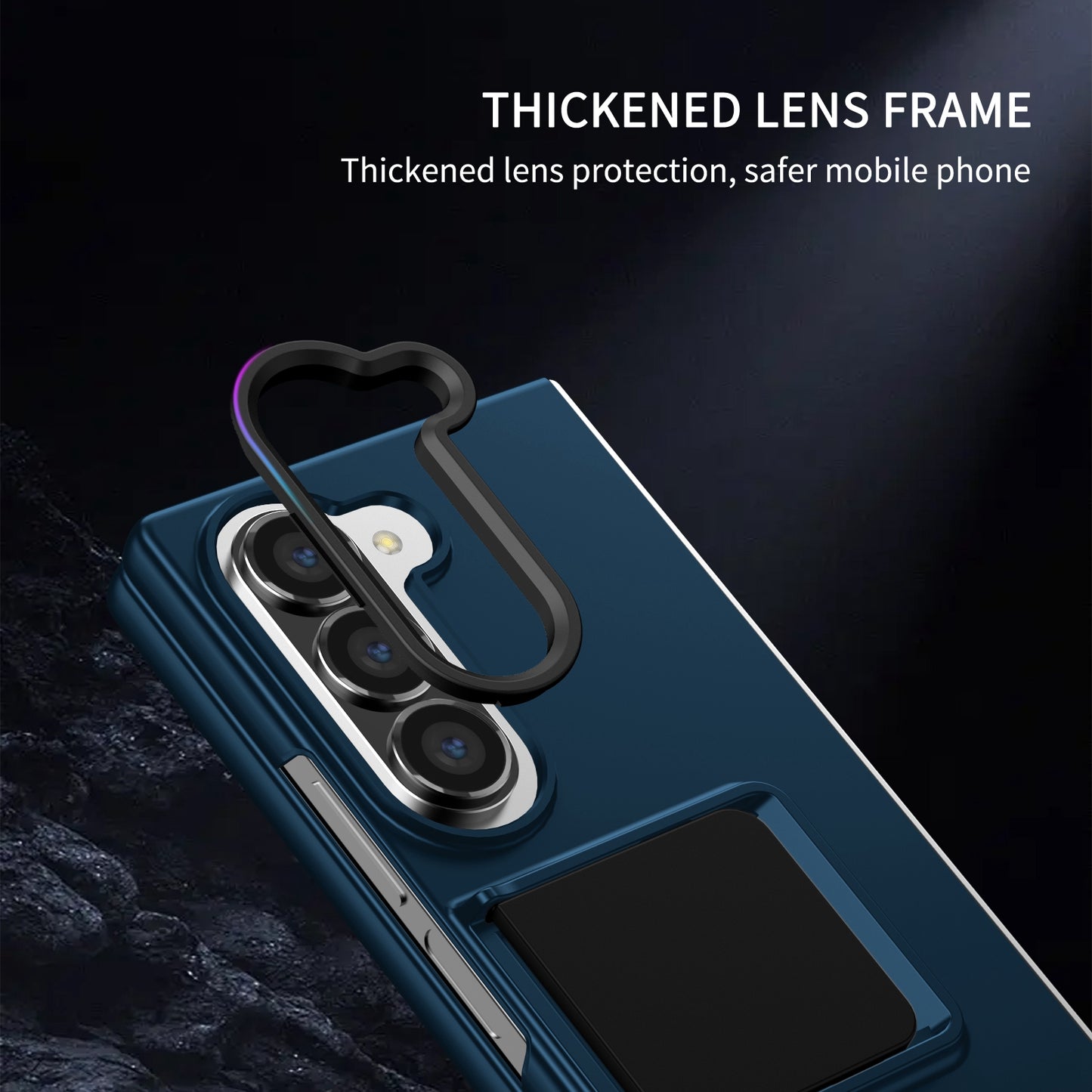 For Samsung Galaxy Z Fold6 5G Case Hidden Kickstand Hard PC Phone Cover - Blue