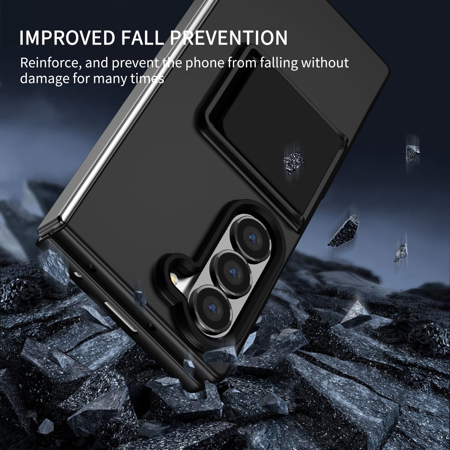 For Samsung Galaxy Z Fold6 5G Case Hidden Kickstand Hard PC Phone Cover - Black